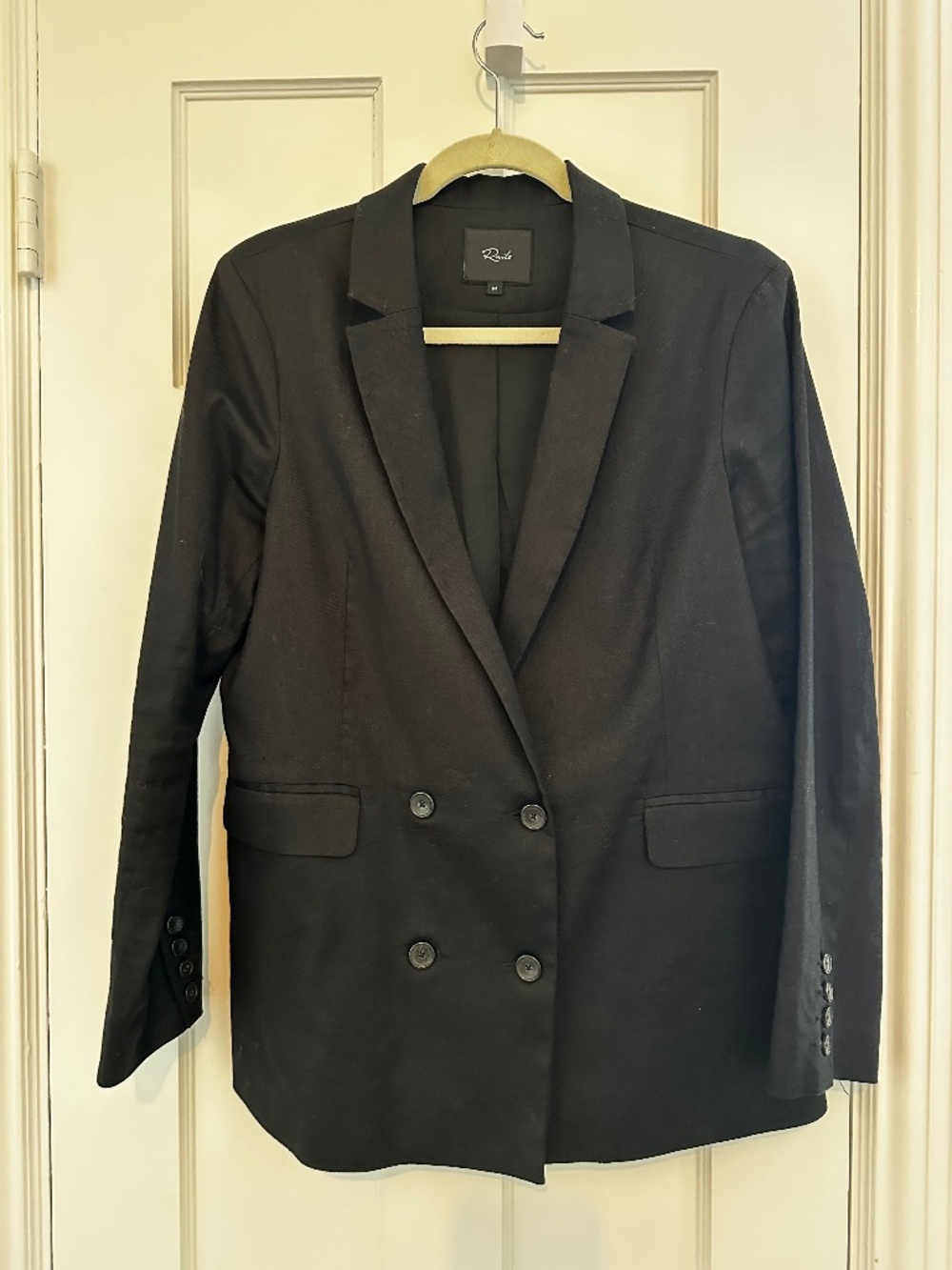 Rails black Linen Double Breasted Blazer